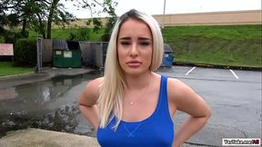 Mila plays with strangers dick for cash