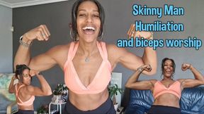 Skinny man humiliation and bicep worship