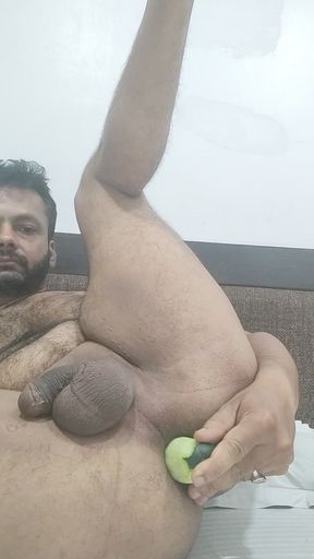 Cucumber fucked my ass hard in the summer season