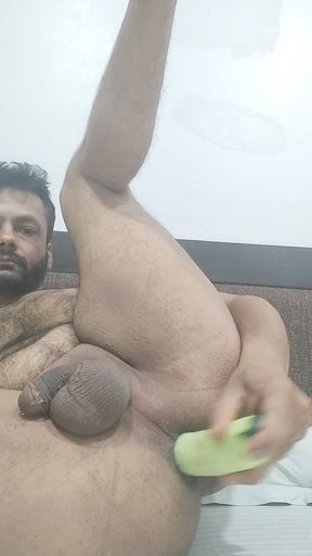 Cucumber fucked my ass hard in the summer season
