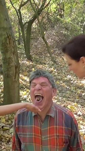 German Proll Girls Use Old Ashtray in Park