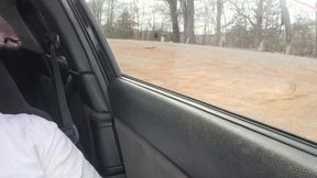 Public Car Masturbation with Intense Traffic Big White Cock Thrust