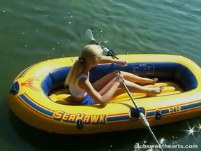 Debbie Masturbating in a Rubber Boat
