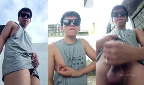 Filipino Boy Caught Masturbating Outside Neighbor's House Cums Hard