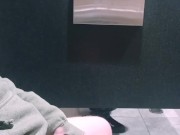 Ginger bear public gay cruising jerk off cum in Truck stop restroom