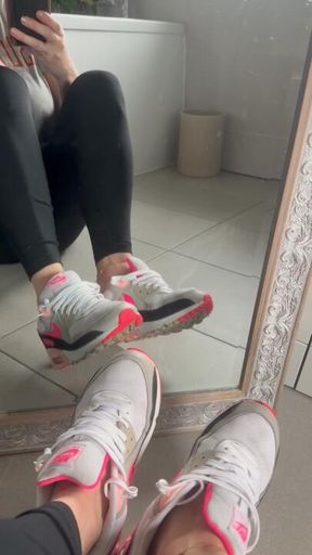 Sweaty feet and mirror- after gym workout