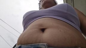 Milf MuffinTop Tight Jeans Under Giantesses Big Bouncy Bloated Belly Long spikey nails fingering her bellybutton Belly Rubbing HF