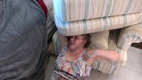 stepmom is stuck under the ottoman