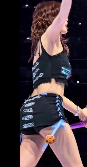 Asian girl shows off her upskirt booty in a k-pop inspired outfit