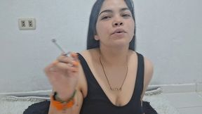 Curvy girl seduces you while she smokes