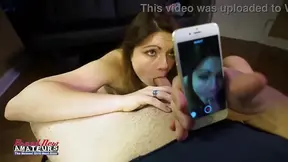 Skinny redhead Rachel gives sloppy deepthroat and strips