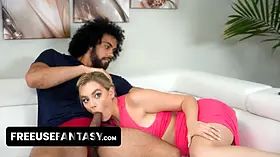 Freeuse fantasy - huge titted blond beauty gets pounded at every given opportunity by her bestie boyfriend