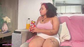 Fat Girl Massive Farts While Eating & Watching TV