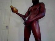Hot guy moaning stroking BBC fucking my fleshlight! Huge cumload!