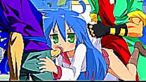 Cute Lucky Star Konata Gives ThroatFuck Orgasm For Hot Porn Trio