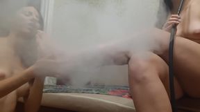 The First Submissive Girl Licks My Feet When I Smoke A Hookah And The Second One Wanted