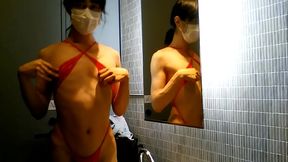 Preparing myself in the office bathroom