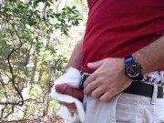 Beating off in the bushes again. Intense jerk and cum outside