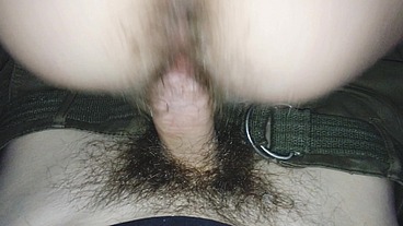 Hairy pussy slut sucked cock and fucked bus driver