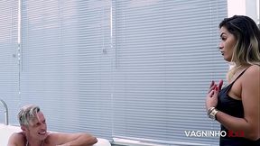 I was caught jerking of by my girlfriend'_s hot friend and the hottie convinced me to fuck that tight ass and came inside. Vagninho and Luna Oliveira