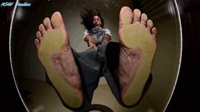 GIANTESS SITTER! Shrinks you even smaller! Now you're micro and under her SWEATY FEET! - MOV