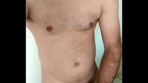 Horny Hairy Guy Shows Off His Curved Cock and Rolls in Direct Gay Action