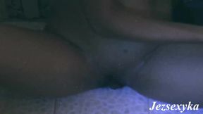 Petite Mexican lass JEZSEXYKA shaves her furry pussy and plays with