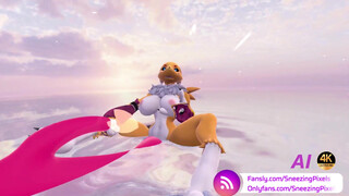Sneezing Pixels playing with her pussy at sunrise