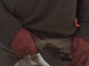 Quick jacking and big cumshot in briefs