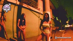 4 t-girls masturbating and cumming on the street