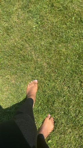 Walking my Big Sexy Feet on Warm Grass