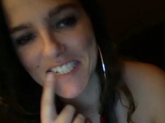 Amateur busty brunette masturbates and does hand job