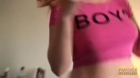 Raunchy subslut Princess Paris slurps cum after rough plow