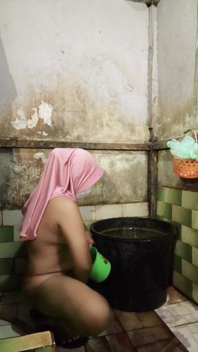Before taking a bath, first baby