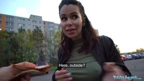 MILF Jessy Jey sucks and fucks stranger for money in public