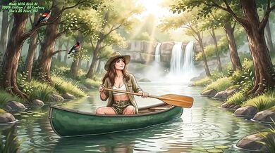 Nude yoga girl gushing wild in nature solo