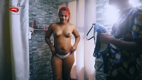 peacock blue bra pantie try on haul and hard pussy fuck