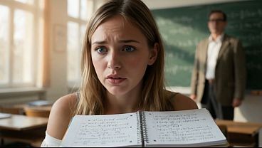 Student offers her pussy to her professor in exchange for a passing grade, and he agrees to cum inside her! CREAMPIE! (AI-generated video)