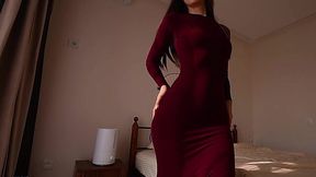 Hot Bootylicious MILF Lets Her Stepson Cum On Her Sexy Dress After Rounds Of Handjob & Dick-riding