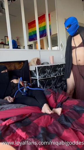 Sissy dances for Niqabi Goddess