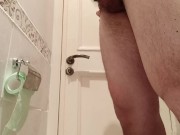 Ball view from the bottom. Pissing in toilet