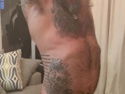 Working out naked with a hard on!