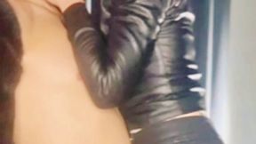 Blindfolded Neighbor Bound & Lap-Sat: Leather Master Face-Smokes Him Helpless