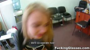 Young blonde with small tits gets fucked POV