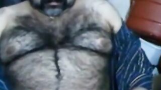 Hairy Bear Daddy Stroking Big Cock