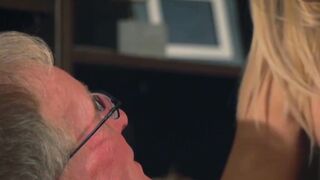 Blonde Bombshell Blows Old Man's Mind With Her Pristine Pink Vagina