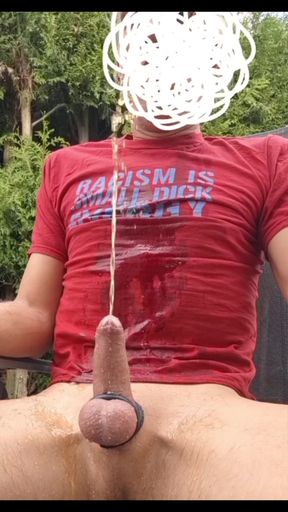 Edging with full bladder ends with double precum and huge piss on myself