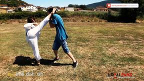 Pinkcookie outdoor white gi foot domination