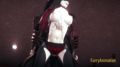 Furry Hentai - Beast and Black Cat having wild sex end crempie