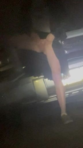 First Time Standing up Pissing on Side of Highway